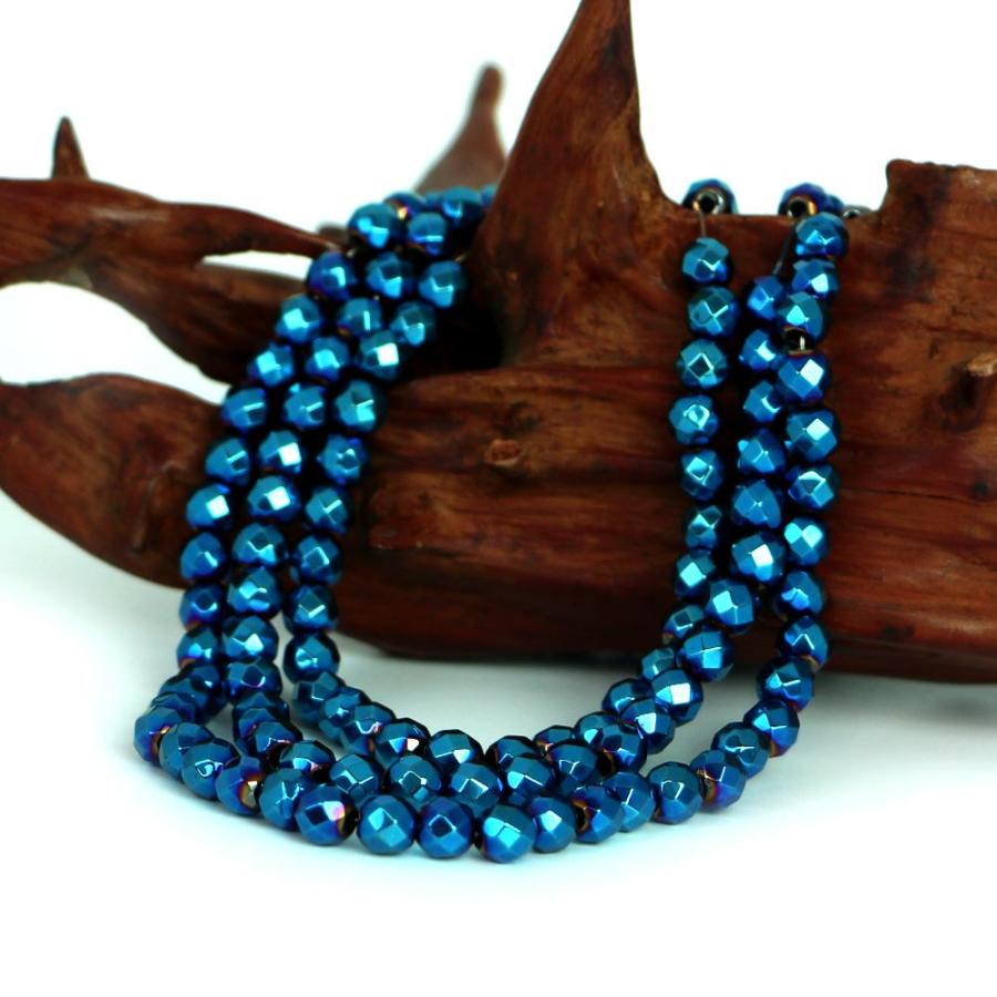 パワーストーン 天然石 ブレスレット ヘマタイト ブルーメタリック カット 6ｍｍ 数珠 念珠 Bracelet お試し価格 |  | 11