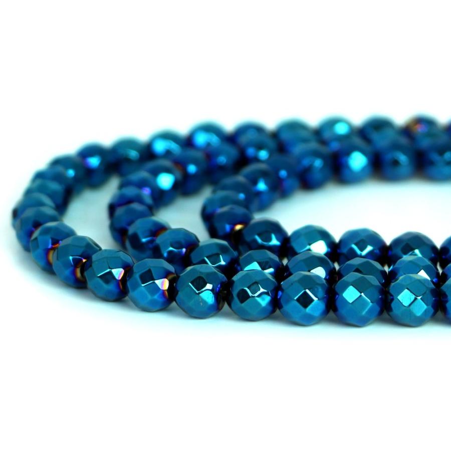 パワーストーン 天然石 ブレスレット ヘマタイト ブルーメタリック カット 8ｍｍ 数珠 念珠 Bracelet お試し価格 |  | 10