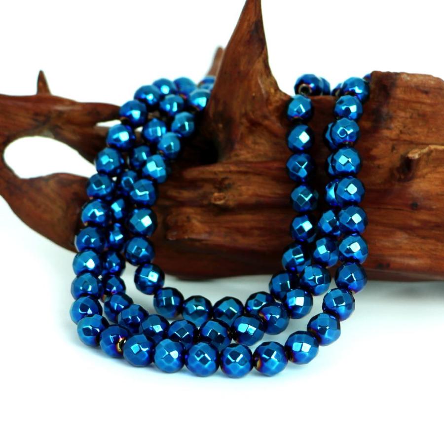 パワーストーン 天然石 ブレスレット ヘマタイト ブルーメタリック カット 8ｍｍ 数珠 念珠 Bracelet お試し価格 |  | 11