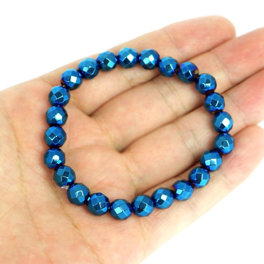 パワーストーン 天然石 ブレスレット ヘマタイト ブルーメタリック カット 8ｍｍ 数珠 念珠 Bracelet お試し価格 |  | 04