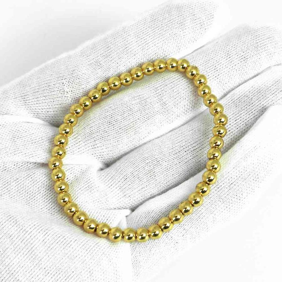 パワーストーン 天然石 ブレスレット ヘマタイト ゴールド 丸玉 4ｍｍ 数珠 念珠 Bracelet お試し価格 |  | 04