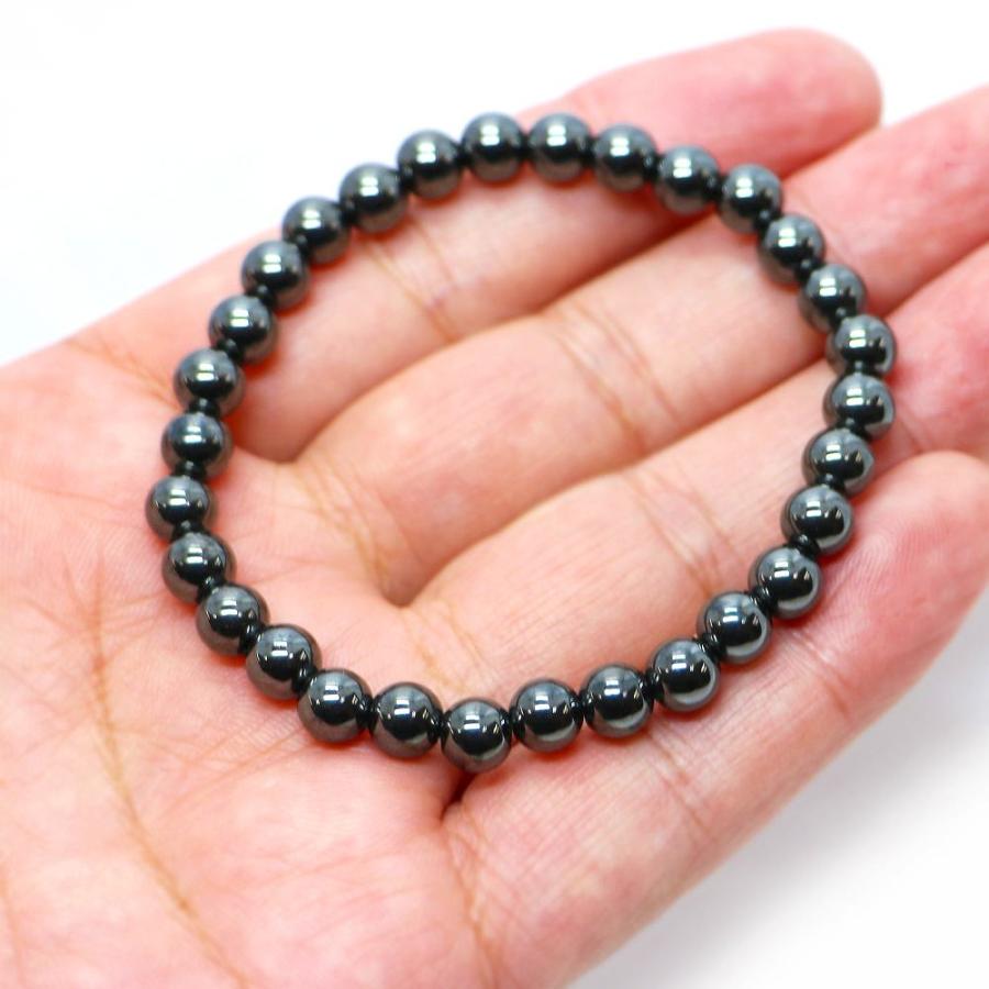 パワーストーン 天然石 ブレスレット ヘマタイト（マグネット） 丸玉 6mm 数珠 念珠 Bracelet お試し価格 |  | 04