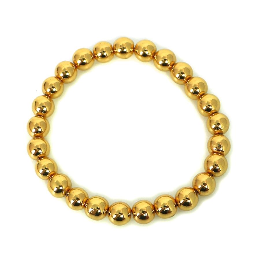 パワーストーン 天然石 ブレスレット ヘマタイト ゴールド 丸玉 8ｍｍ 数珠 念珠 Bracelet お試し価格 |  | 01