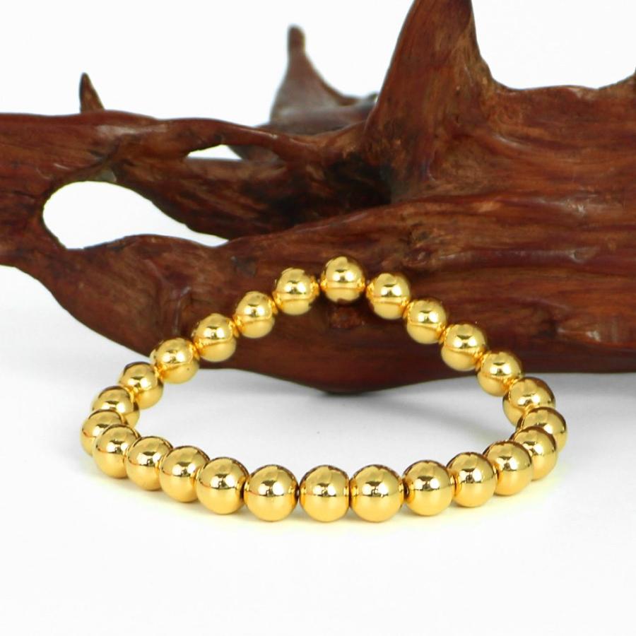 パワーストーン 天然石 ブレスレット ヘマタイト ゴールド 丸玉 8ｍｍ 数珠 念珠 Bracelet お試し価格 |  | 03