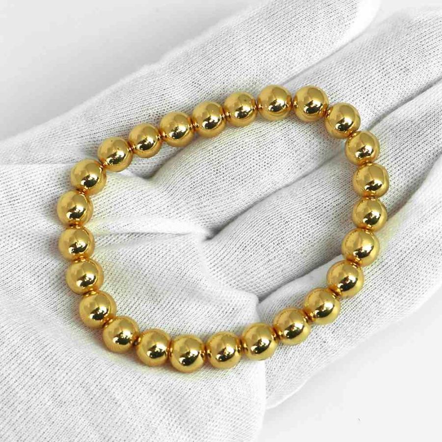 パワーストーン 天然石 ブレスレット ヘマタイト ゴールド 丸玉 8ｍｍ 数珠 念珠 Bracelet お試し価格 |  | 04