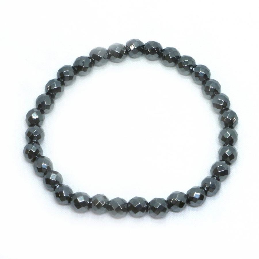 パワーストーン 天然石 ブレスレット ヘマタイト カット 6mm 数珠 念珠 Bracelet お試し価格 |  | 01