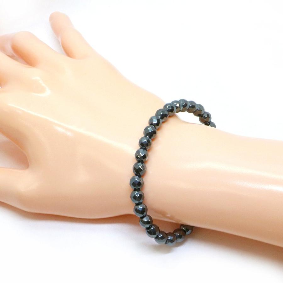 パワーストーン 天然石 ブレスレット ヘマタイト カット 6mm 数珠 念珠 Bracelet お試し価格 |  | 02