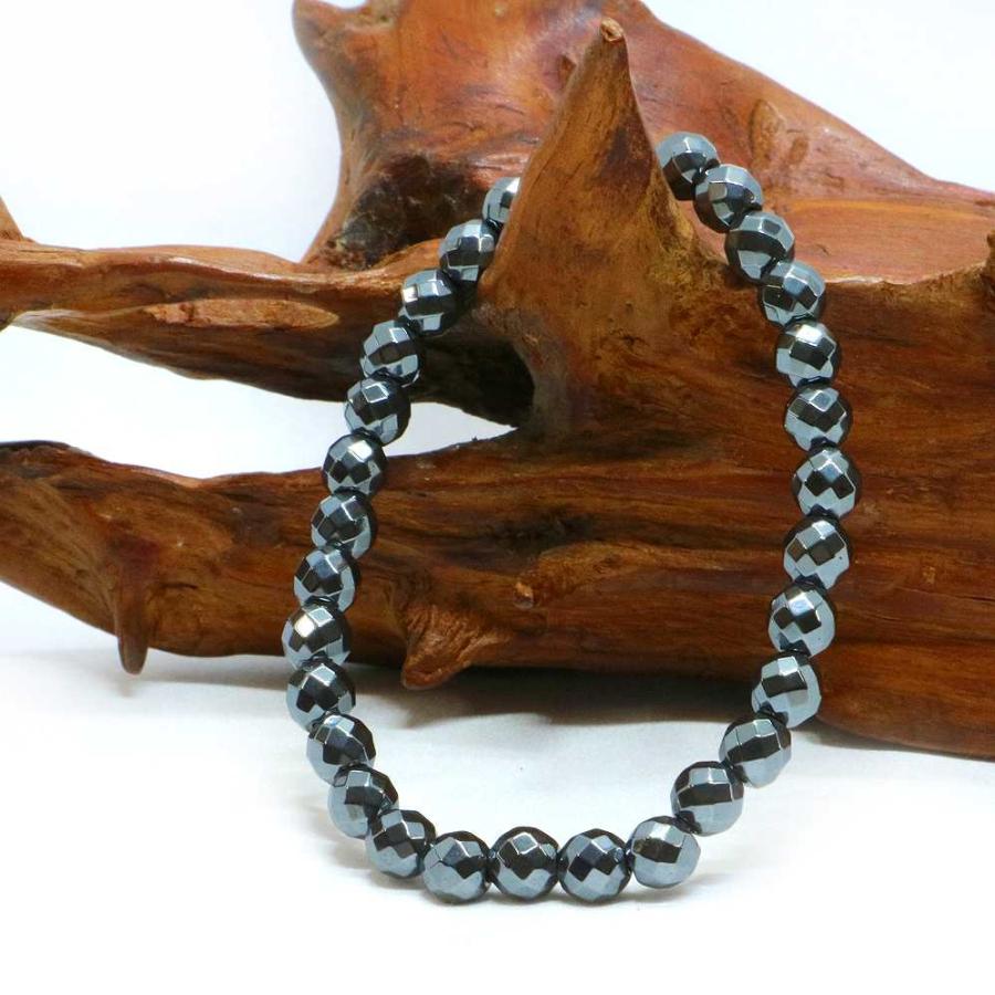 パワーストーン 天然石 ブレスレット ヘマタイト カット 6mm 数珠 念珠 Bracelet お試し価格 |  | 03