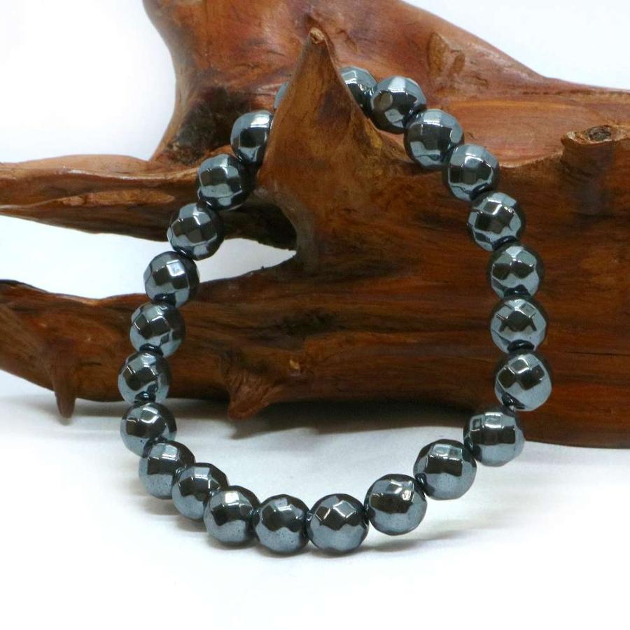 パワーストーン 天然石 ブレスレット ヘマタイト カット 8mm 数珠 念珠 Bracelet お試し価格 |  | 03