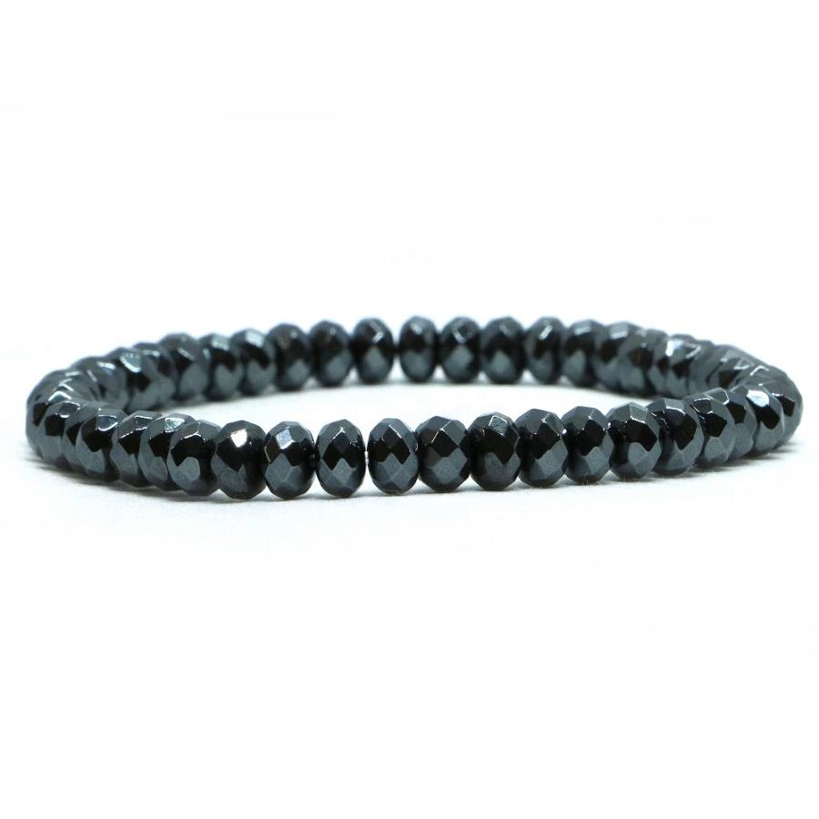 パワーストーン 天然石 ブレスレット ヘマタイト ボタンカット 4×6mm 数珠 念珠 Bracelet お試し価格 | 