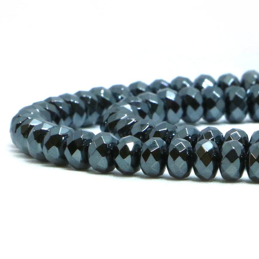 パワーストーン 天然石 ブレスレット ヘマタイト ボタンカット 4×6mm 数珠 念珠 Bracelet お試し価格 |  | 10