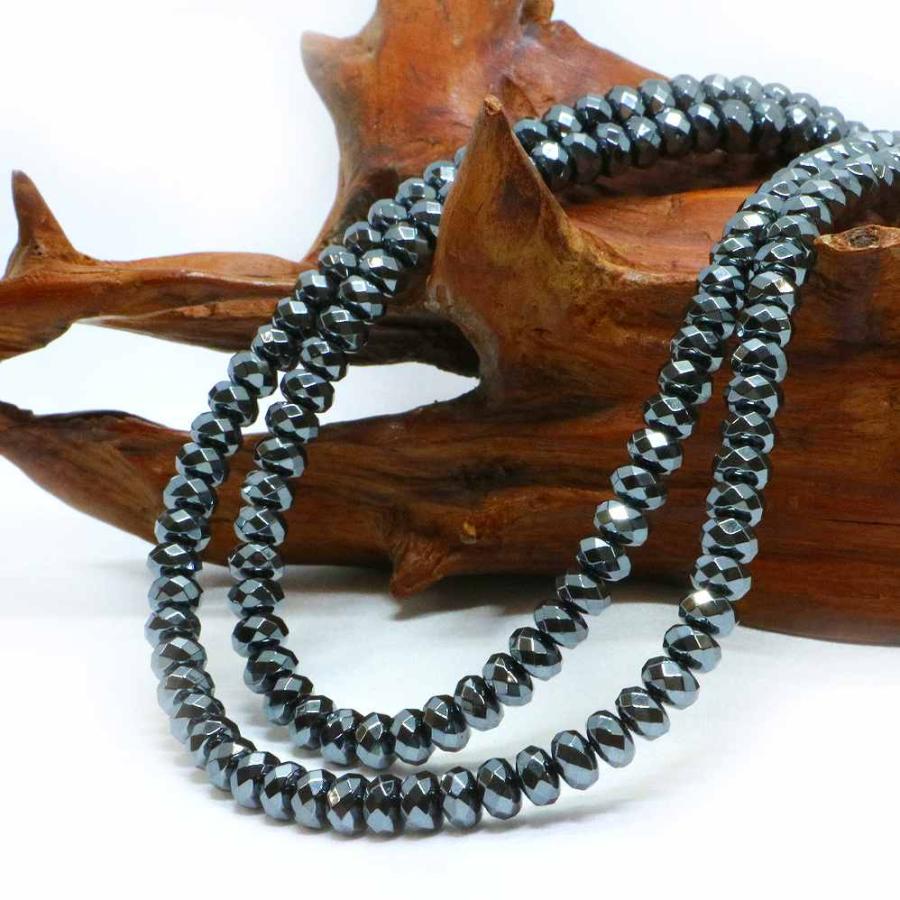 パワーストーン 天然石 ブレスレット ヘマタイト ボタンカット 4×6mm 数珠 念珠 Bracelet お試し価格 |  | 11