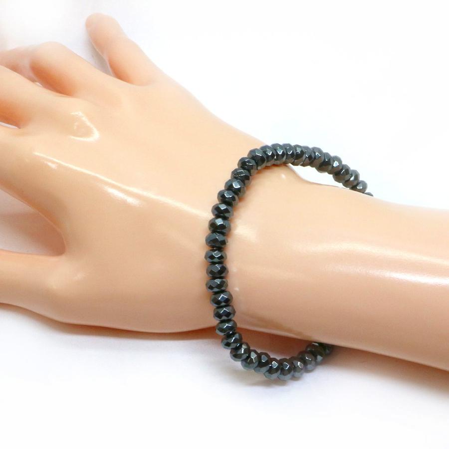 パワーストーン 天然石 ブレスレット ヘマタイト ボタンカット 4×6mm 数珠 念珠 Bracelet お試し価格 |  | 02