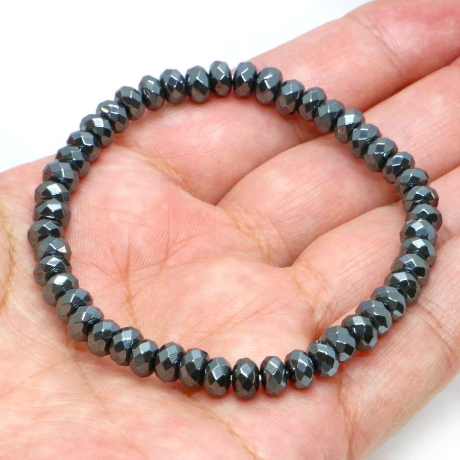 パワーストーン 天然石 ブレスレット ヘマタイト ボタンカット 4×6mm 数珠 念珠 Bracelet お試し価格 |  | 04