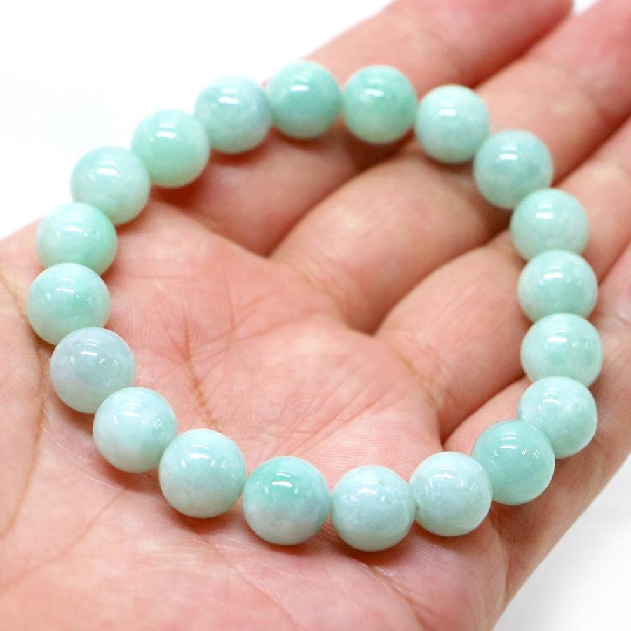 パワーストーン 天然石 ブレスレット 翡翠 ひすい ジェード ジェダイト 丸玉 10mm 数珠 念珠 Bracelet お試し価格 |  | 04
