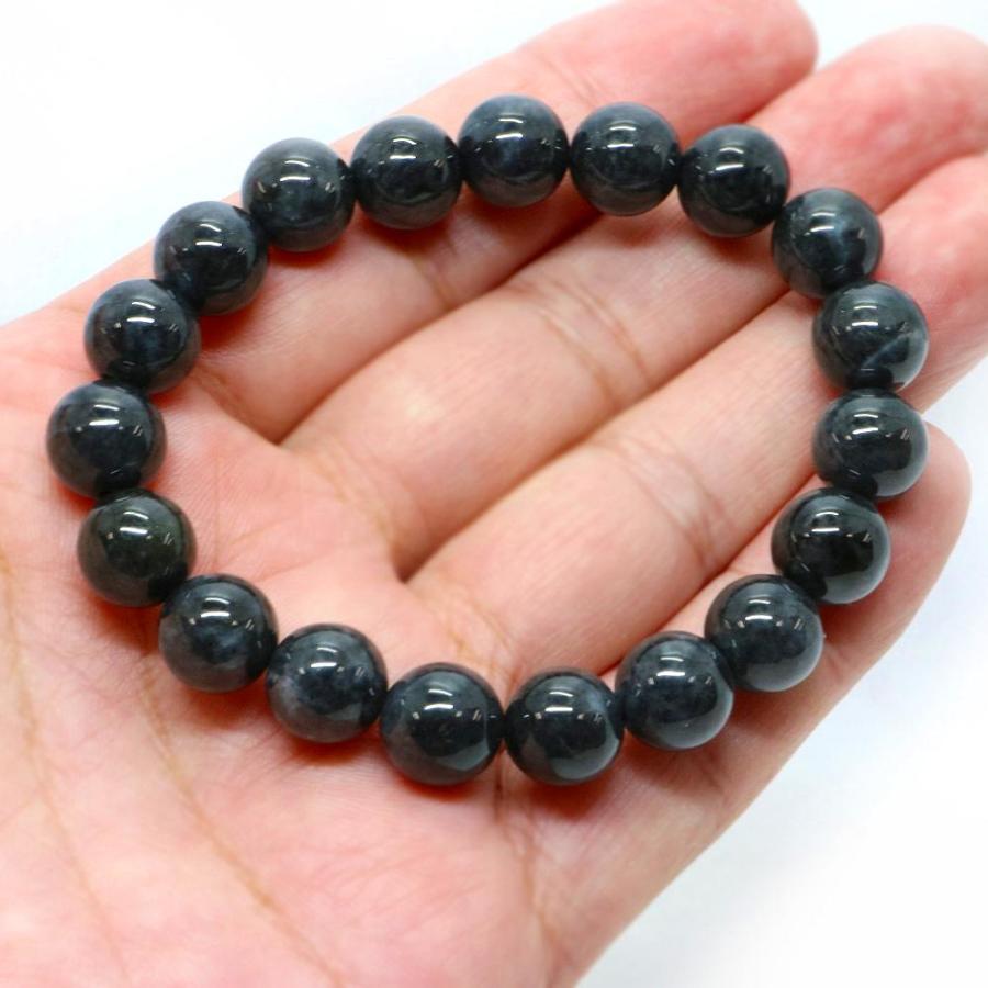 パワーストーン 天然石 ブレスレット 黒翡翠 ひすい ジェード ジェダイト 丸玉 10mm 数珠 念珠 Bracelet お試し価格 |  | 04