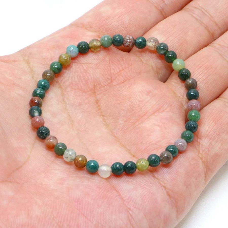 パワーストーン 天然石 ブレスレット インディアンアゲート 丸玉 4mm 数珠 念珠 Bracelet お試し価格 |  | 04