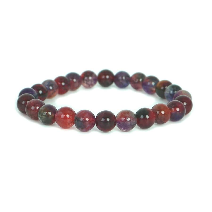 パワーストーン 天然石 ブレスレット カラージェード(ワインMIX・染め) 丸玉 8mm 数珠 念珠 Bracelet お試し価格 | 