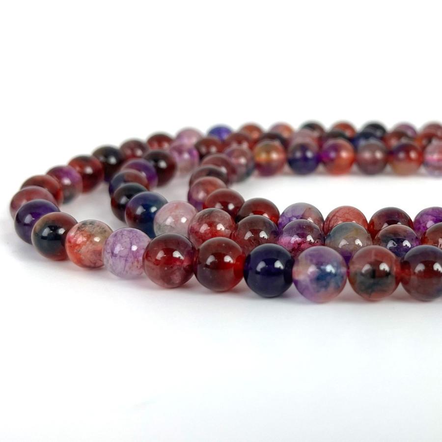 パワーストーン 天然石 ブレスレット カラージェード(ワインMIX・染め) 丸玉 8mm 数珠 念珠 Bracelet お試し価格 |  | 10