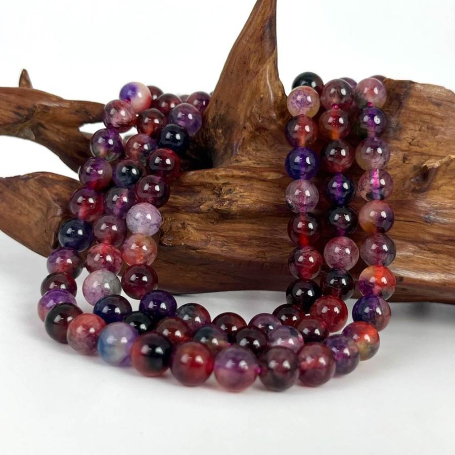 パワーストーン 天然石 ブレスレット カラージェード(ワインMIX・染め) 丸玉 8mm 数珠 念珠 Bracelet お試し価格 |  | 11