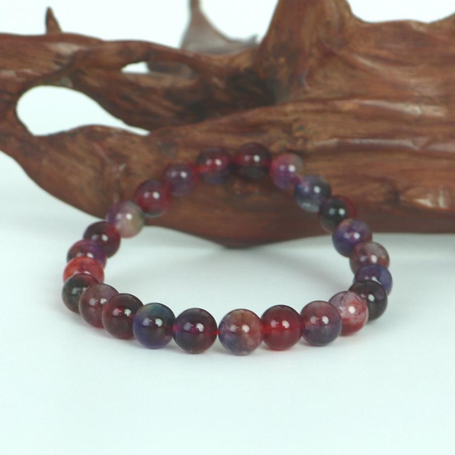 パワーストーン 天然石 ブレスレット カラージェード(ワインMIX・染め) 丸玉 8mm 数珠 念珠 Bracelet お試し価格 |  | 02