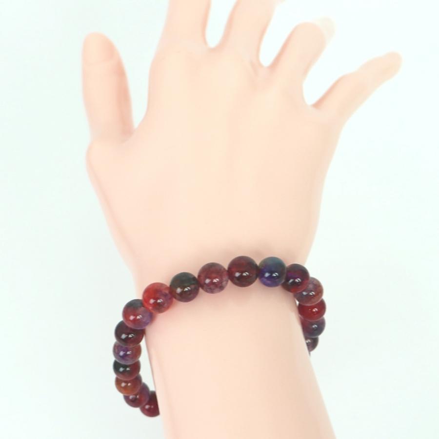 パワーストーン 天然石 ブレスレット カラージェード(ワインMIX・染め) 丸玉 8mm 数珠 念珠 Bracelet お試し価格 |  | 03