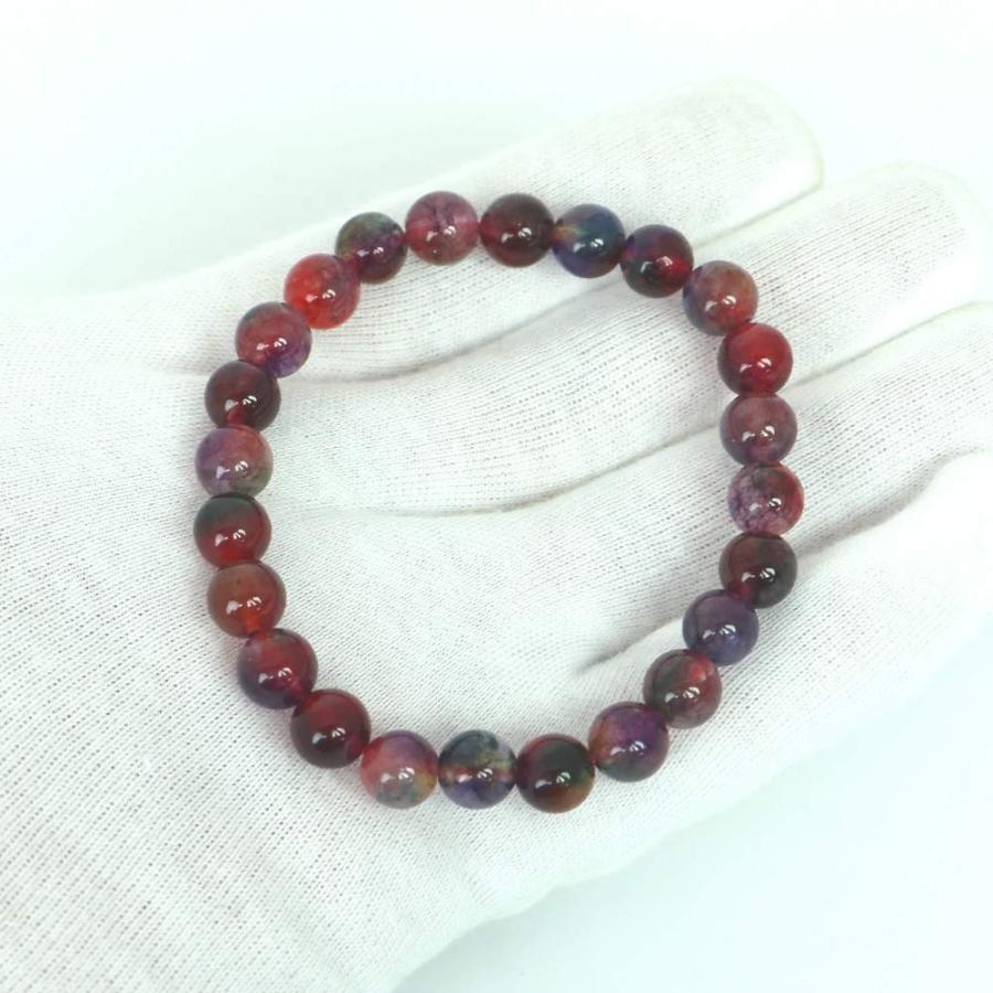 パワーストーン 天然石 ブレスレット カラージェード(ワインMIX・染め) 丸玉 8mm 数珠 念珠 Bracelet お試し価格 |  | 04