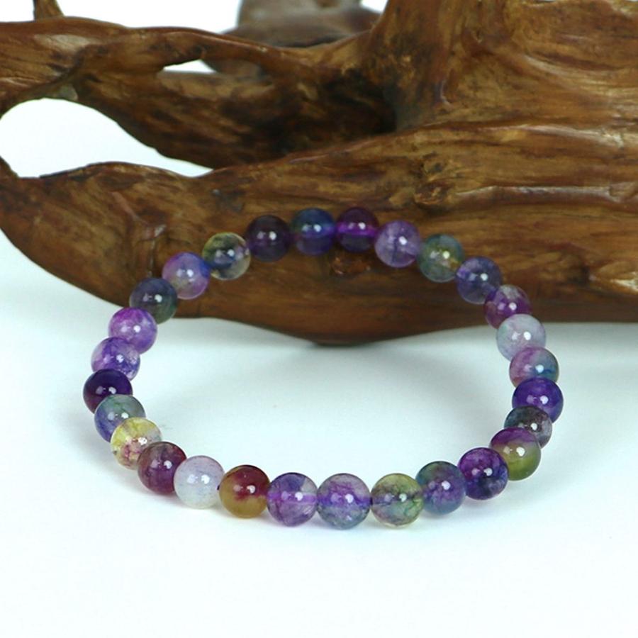 パワーストーン 天然石 ブレスレット カラージェード(コスモMIX・染め) 丸玉 6mm 数珠 念珠 Bracelet お試し価格 |  | 02