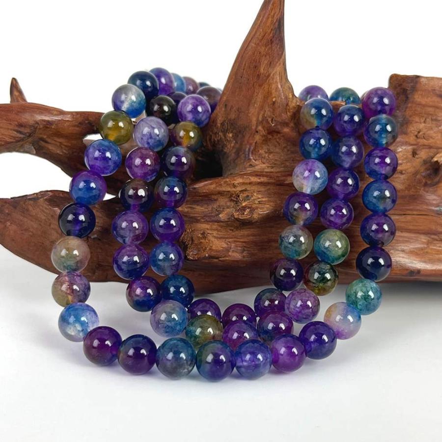 パワーストーン 天然石 ブレスレット カラージェード(コスモMIX・染め) 丸玉 8mm 数珠 念珠 Bracelet お試し価格 |  | 11