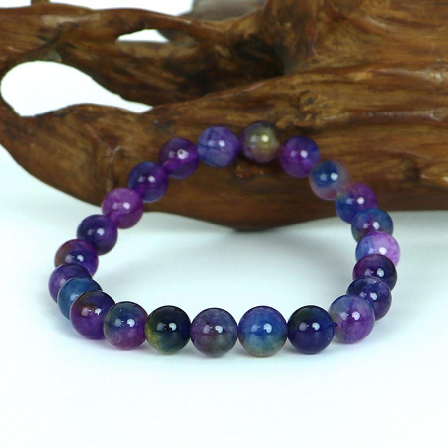 パワーストーン 天然石 ブレスレット カラージェード(コスモMIX・染め) 丸玉 8mm 数珠 念珠 Bracelet お試し価格 |  | 02