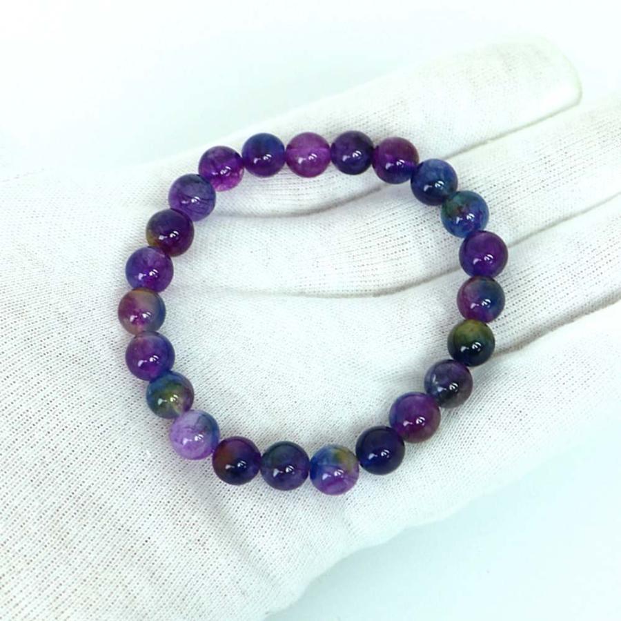 パワーストーン 天然石 ブレスレット カラージェード(コスモMIX・染め) 丸玉 8mm 数珠 念珠 Bracelet お試し価格 |  | 04