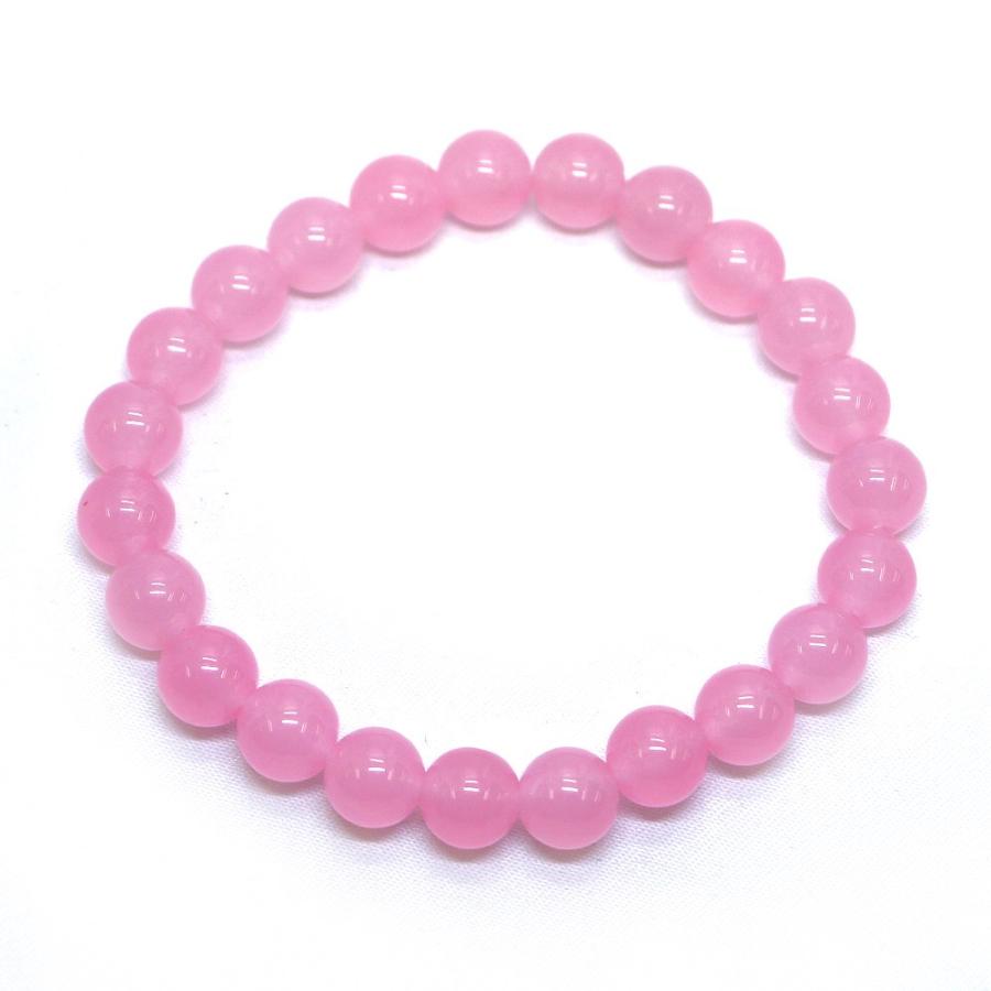 パワーストーン 天然石 ブレスレット カラージェード(ピンク・染め) 丸玉 8mm 数珠 念珠 Bracelet お試し価格 |  | 01