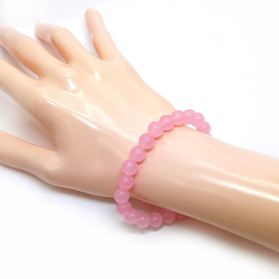パワーストーン 天然石 ブレスレット カラージェード(ピンク・染め) 丸玉 8mm 数珠 念珠 Bracelet お試し価格 |  | 02
