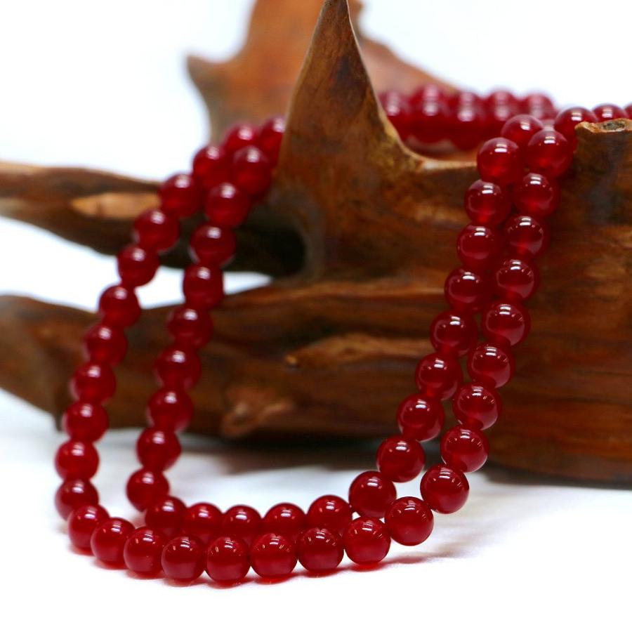 パワーストーン 天然石 ブレスレット カラージェード(レッド・染め) 丸玉 6mm 数珠 念珠 Bracelet お試し価格 |  | 11