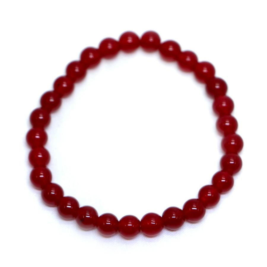 パワーストーン 天然石 ブレスレット カラージェード(レッド・染め) 丸玉 6mm 数珠 念珠 Bracelet お試し価格 |  | 01