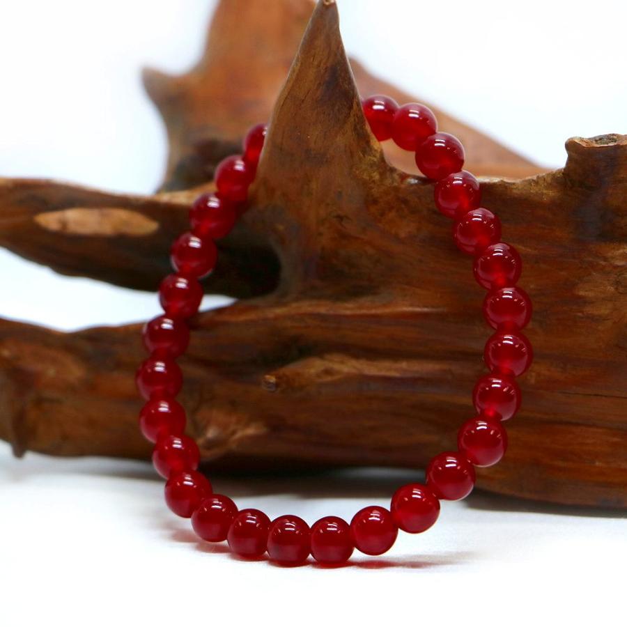 パワーストーン 天然石 ブレスレット カラージェード(レッド・染め) 丸玉 6mm 数珠 念珠 Bracelet お試し価格 |  | 03