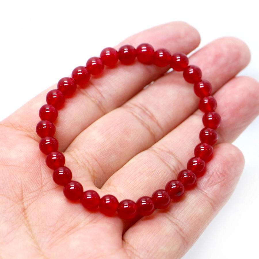 パワーストーン 天然石 ブレスレット カラージェード(レッド・染め) 丸玉 6mm 数珠 念珠 Bracelet お試し価格 |  | 04
