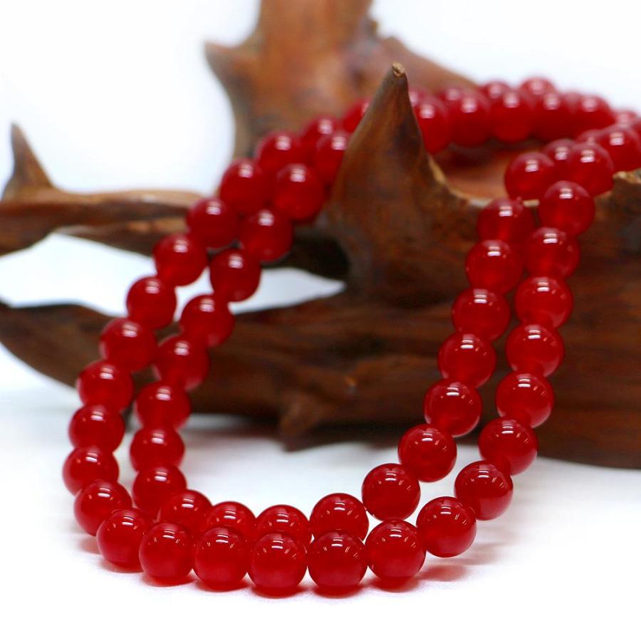 パワーストーン 天然石 ブレスレット カラージェード(レッド・染め) 丸玉 8mm 数珠 念珠 Bracelet お試し価格 |  | 11
