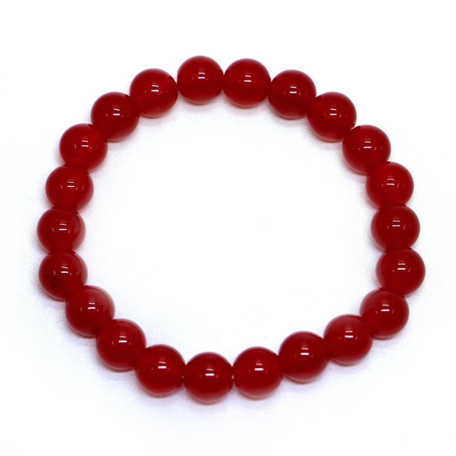 パワーストーン 天然石 ブレスレット カラージェード(レッド・染め) 丸玉 8mm 数珠 念珠 Bracelet お試し価格 |  | 01