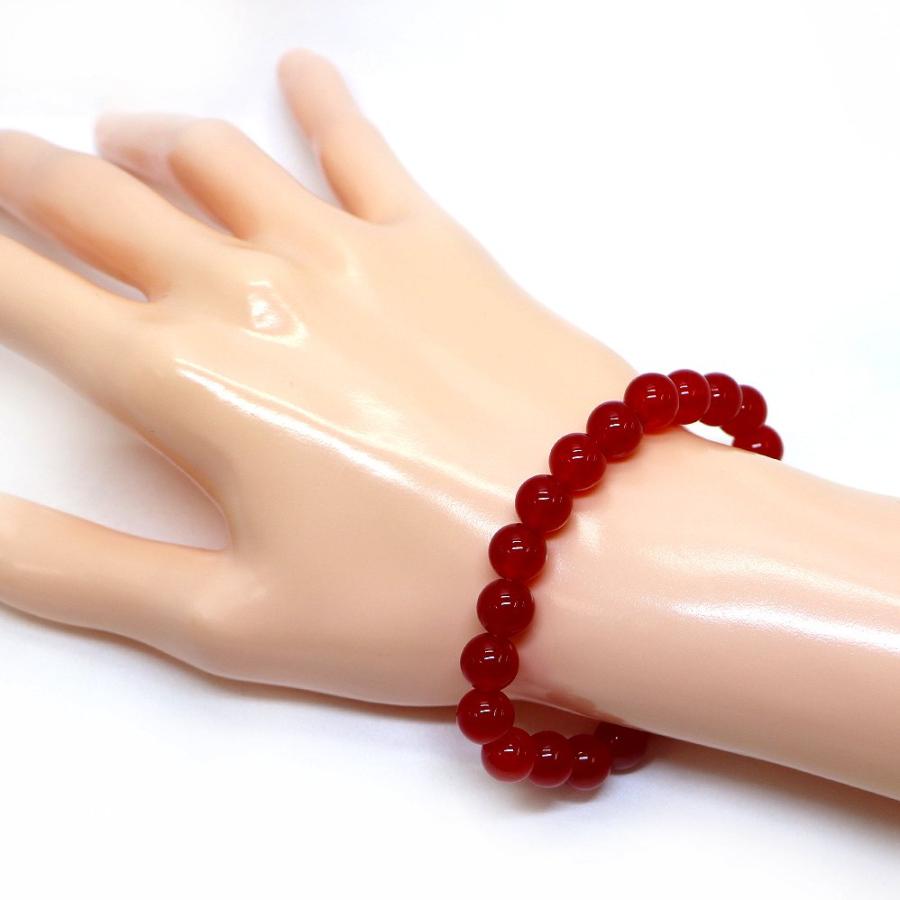 パワーストーン 天然石 ブレスレット カラージェード(レッド・染め) 丸玉 8mm 数珠 念珠 Bracelet お試し価格 |  | 02