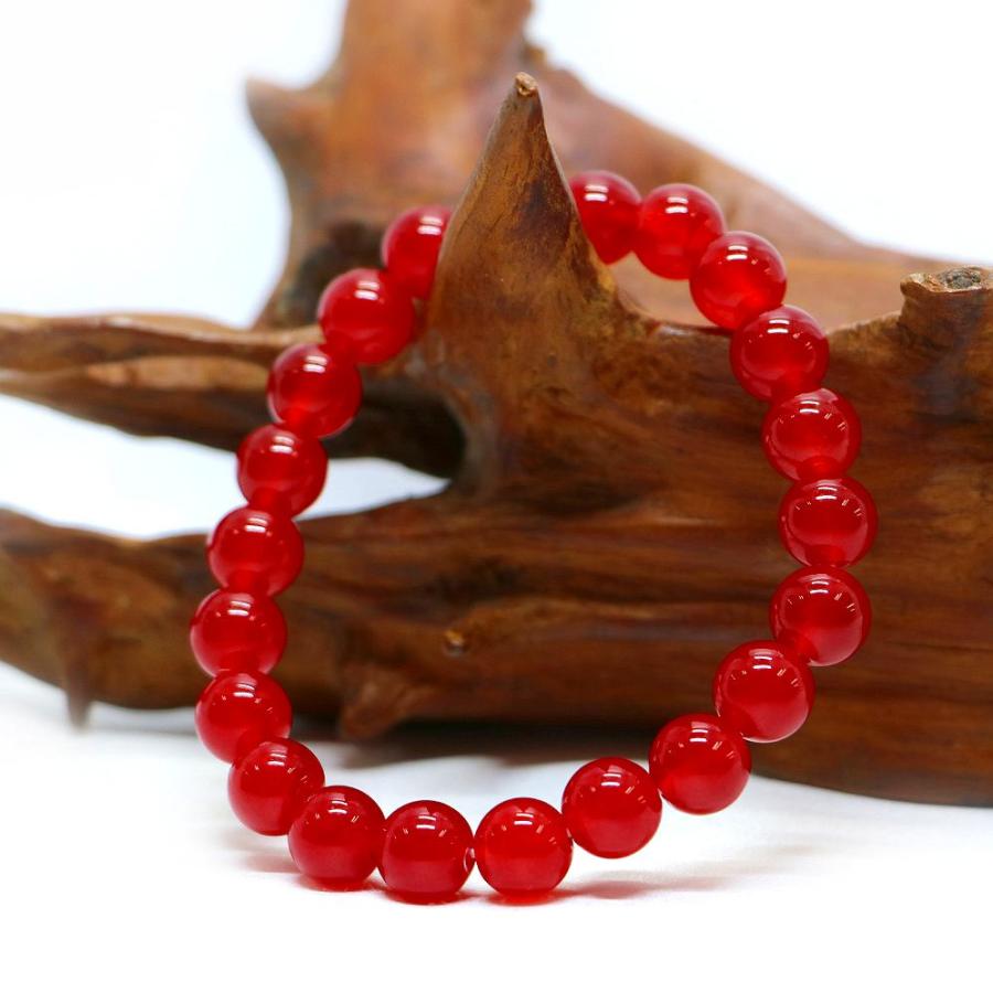 パワーストーン 天然石 ブレスレット カラージェード(レッド・染め) 丸玉 8mm 数珠 念珠 Bracelet お試し価格 |  | 03