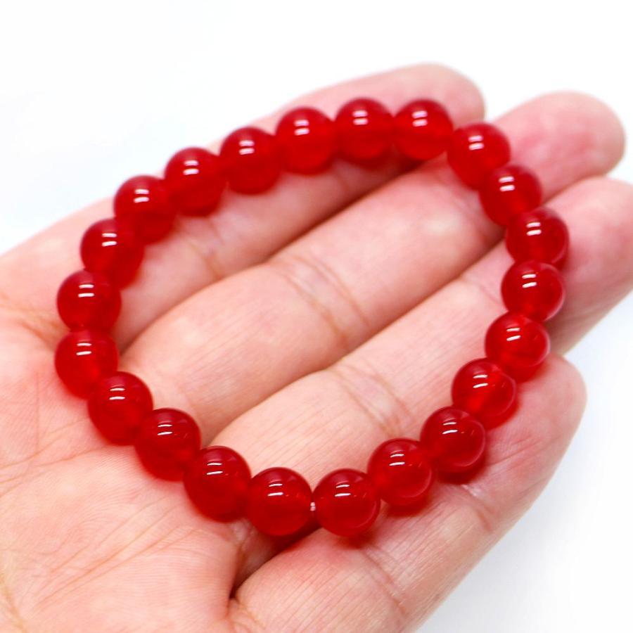 パワーストーン 天然石 ブレスレット カラージェード(レッド・染め) 丸玉 8mm 数珠 念珠 Bracelet お試し価格 |  | 04