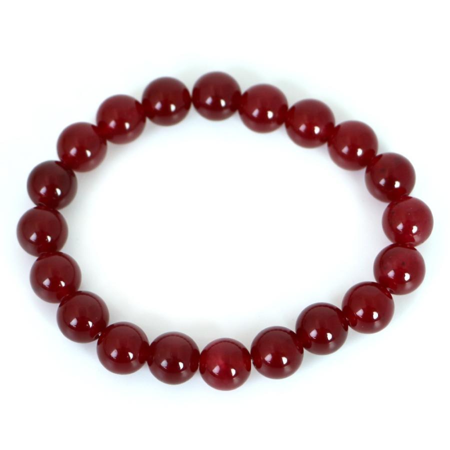 パワーストーン 天然石 ブレスレット カラージェード(レッド・染め) 丸玉 10mm 数珠 念珠 Bracelet お試し価格 |  | 01