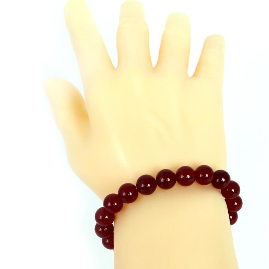 パワーストーン 天然石 ブレスレット カラージェード(レッド・染め) 丸玉 10mm 数珠 念珠 Bracelet お試し価格 |  | 03
