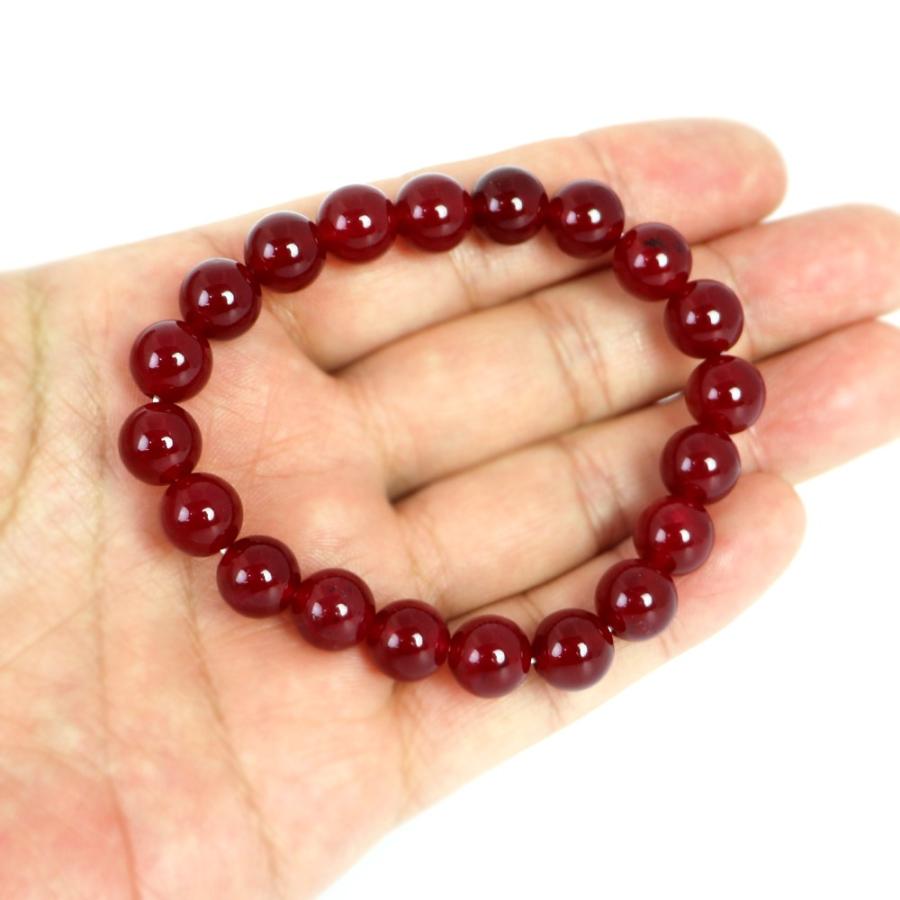 パワーストーン 天然石 ブレスレット カラージェード(レッド・染め) 丸玉 10mm 数珠 念珠 Bracelet お試し価格 |  | 04