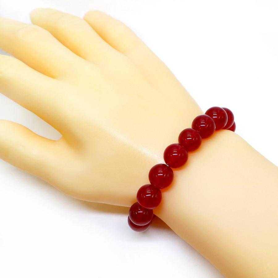 パワーストーン 天然石 ブレスレット カラージェード(レッド・染め) 丸玉 12mm 数珠 念珠 Bracelet お試し価格 |  | 02