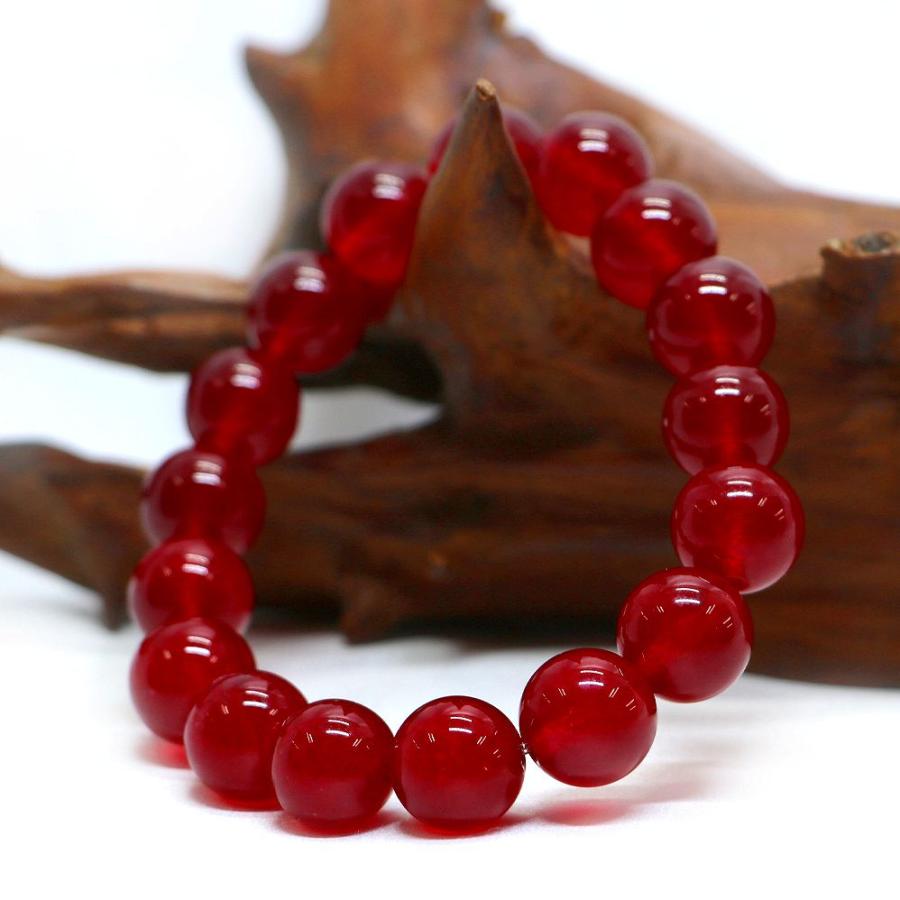 パワーストーン 天然石 ブレスレット カラージェード(レッド・染め) 丸玉 12mm 数珠 念珠 Bracelet お試し価格 |  | 03