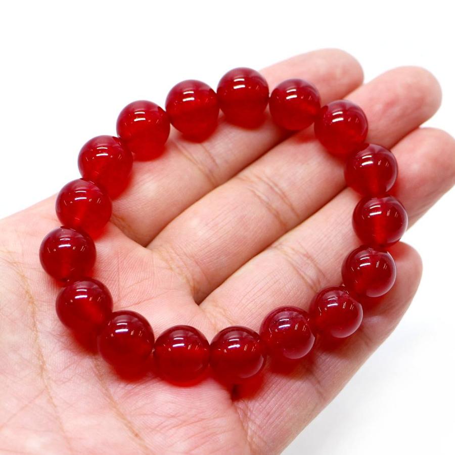 パワーストーン 天然石 ブレスレット カラージェード(レッド・染め) 丸玉 12mm 数珠 念珠 Bracelet お試し価格 |  | 04