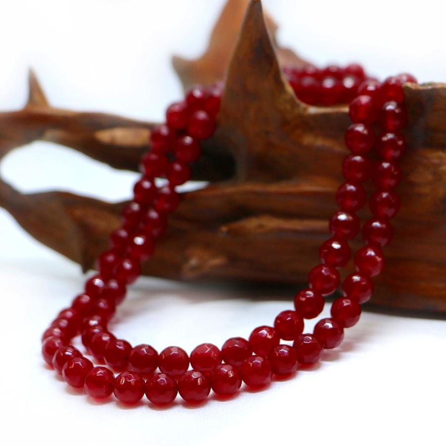 パワーストーン 天然石 ブレスレット カラージェード(レッド・染め) カット 6mm 数珠 念珠 Bracelet お試し価格 |  | 11