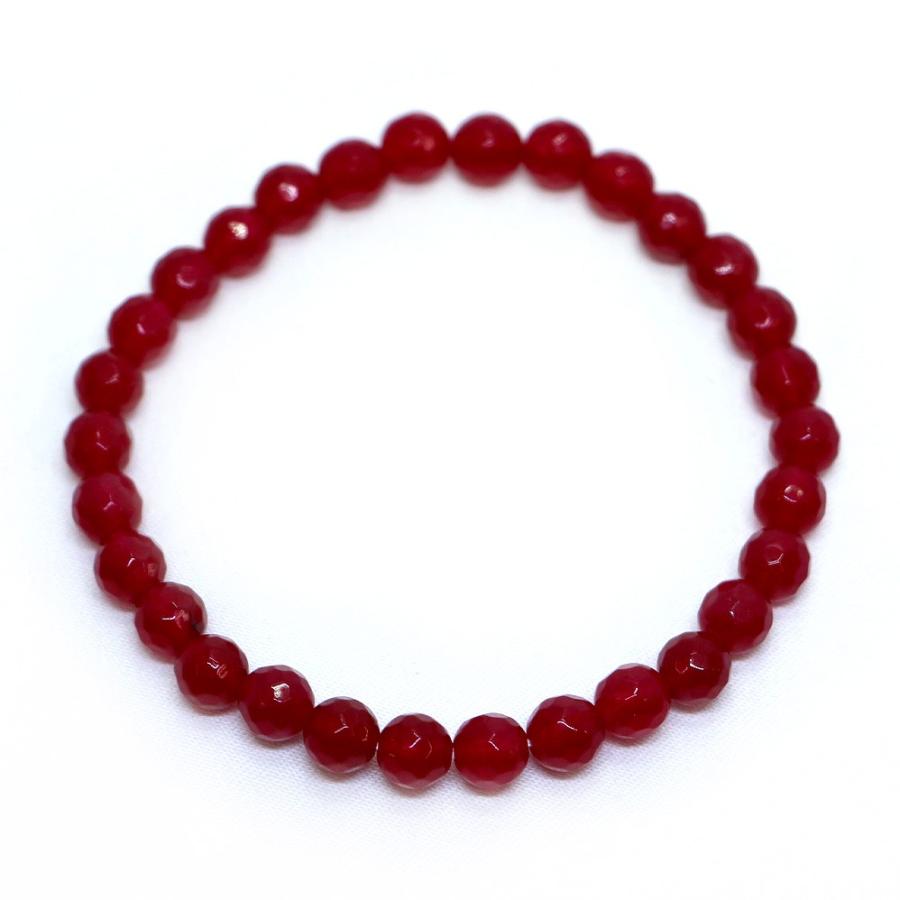 パワーストーン 天然石 ブレスレット カラージェード(レッド・染め) カット 6mm 数珠 念珠 Bracelet お試し価格 |  | 01